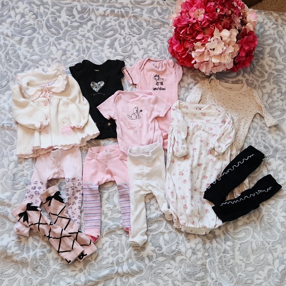 Variety 0-3 months baby girl clothing bundle